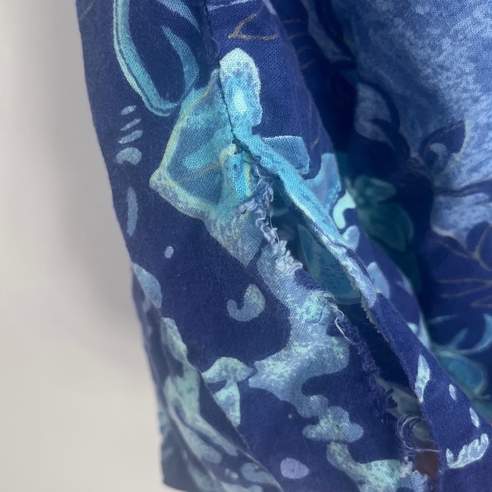 Vintage Floral House Dress Womens XS Blue Cotton Muu Muu Lounger Boho - Picture 6 of 11
